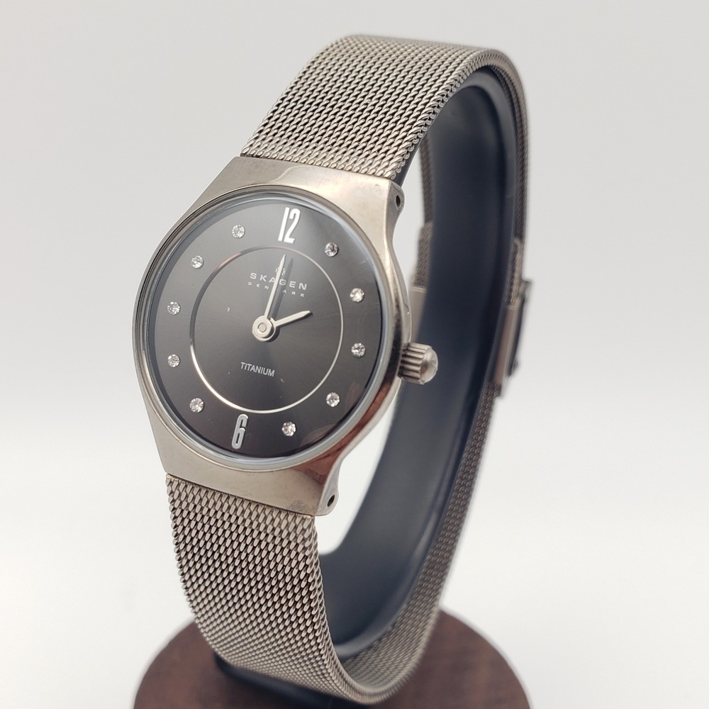 Skagen Wristwatch Womens 233XSTTM Titanium Mesh Band Mineral Crystal Dial Watch